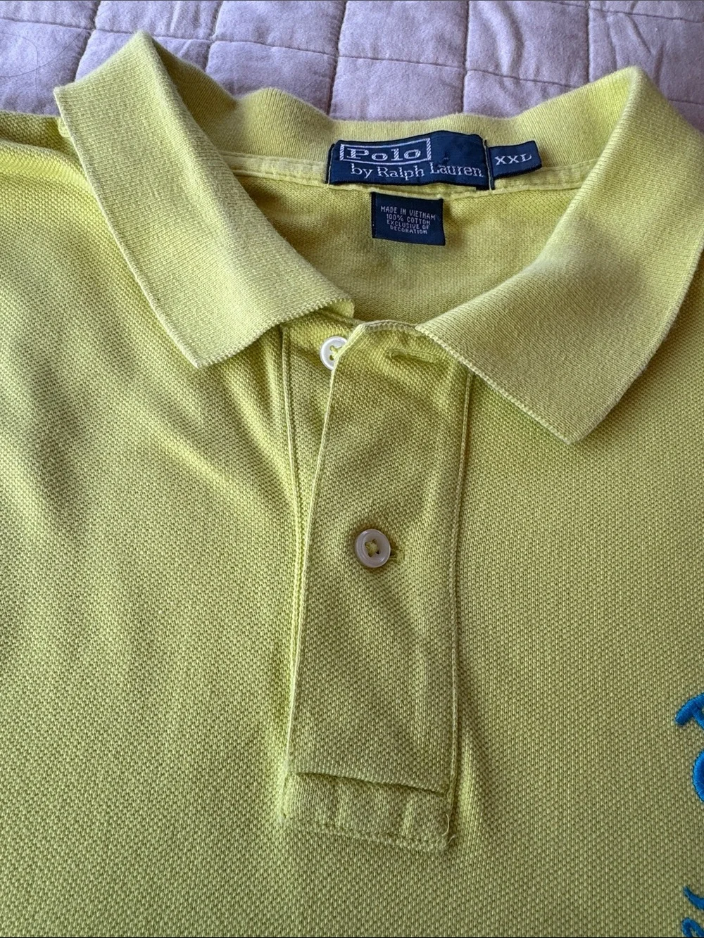 Ralph Lauren Neon Yellow Polo with Blue Crest